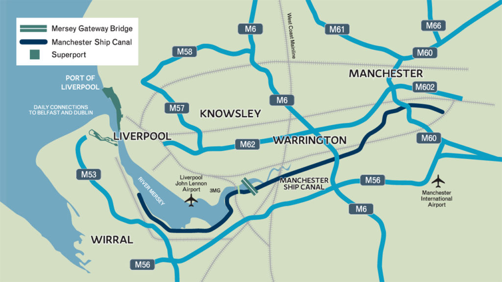Map of North West UK showing Knowsley's location